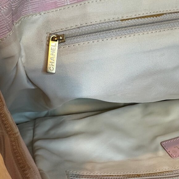 Authentic Chanel CC Logo Travel Line Large Nylon Tote Bag Light Pink - Picture 13 of 16